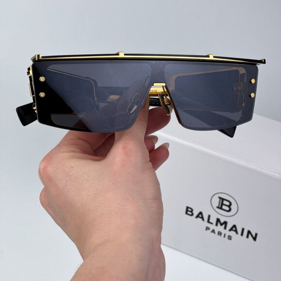 Balmain WONDER BOY-III BPS-127A Women BRAND NEW Sunglasses Titanium Gold Shield - Picture 1 of 14